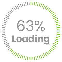 63% Loading. 63% circle diagrams Infographics vector, 63 Percentage ready to use for web design ux-ui