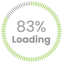 83% Loading. 83% circle diagrams Infographics vector, 83 Percentage ready to use for web design ux-ui
