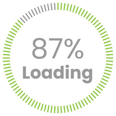87% Loading. 87% circle diagrams Infographics vector, 87 Percentage ready to use for web design ux-ui