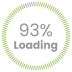93% Loading. 93% circle diagrams Infographics vector, 93 Percentage ready to use for web design ux-ui