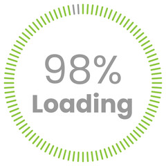 98% Loading. 98% circle diagrams Infographics vector, 98 Percentage ready to use for web design ux-ui