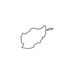 Afghanistan outline map icon. Black sketch map of Afghanistan vector illustration