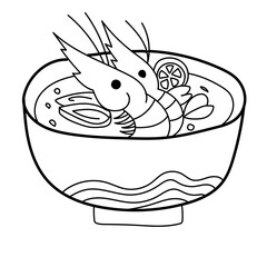 spicy prawn soup doodle cartoon