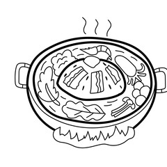 Thai barbecue BBQ Korea Asian food cartoon