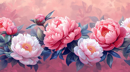 greeting Card for 8 March with flowering peony. happy womens day