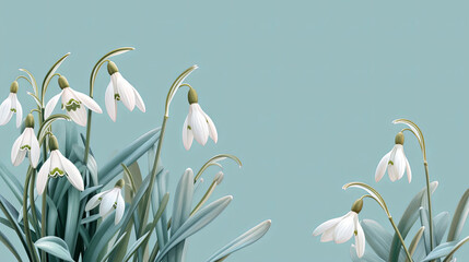 greeting Card for 8 March with flowering snowdrops. happy womens day 