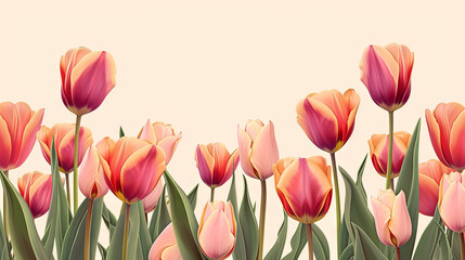 greeting Card for 8 March with flowering tulips. happy womens day