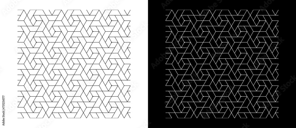 Poster abstract background with lines in hexagons shape. a black pattern on a white background and an equal