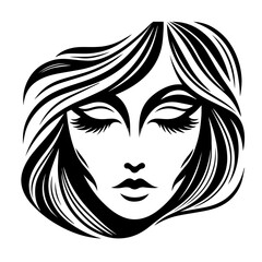 Vector illustration of a stylized woman's face on white separate background