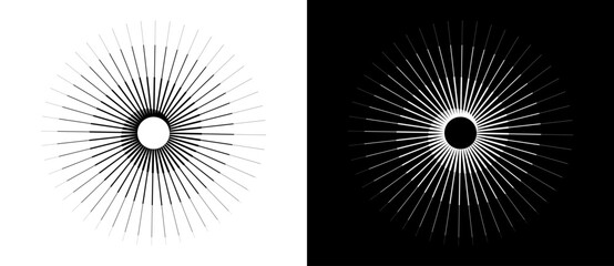 Abstract background with lines in circle. Art design spiral as logo or icon. A black figure on a white background and an equally white figure on the black side.