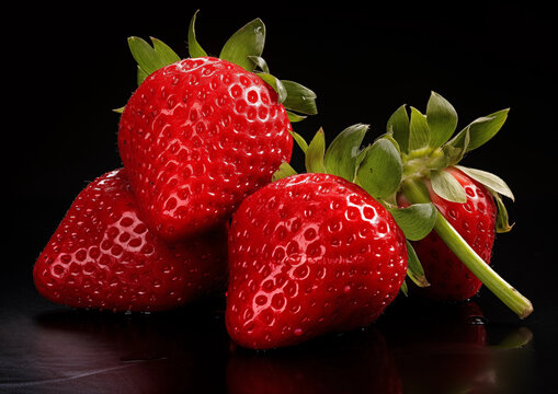 frutillas rojas iluminadas en estudio naturales org&aacute;nicas listas para comer