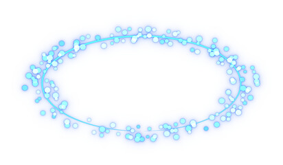 Glittering circles' particle wreath. 3d rendering.	