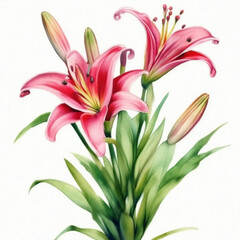lily flower on a white background, watercolor drawing