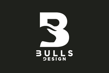 Bulls logo design with letter B creative concept Premium Vector