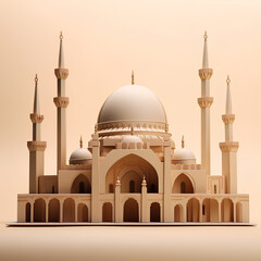 Fototapeta premium a 3d model form made of paper, in the style of dark beige and beige, highly stylized
