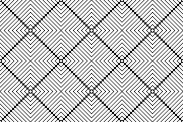 Abstract Seamless Geometric Checked Black and White Pattern.