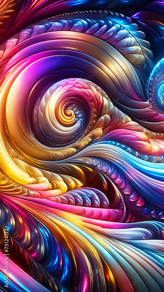 Wall mural abstract texture wallpaper and background with waves and curves in vivid colors. artistic pattern de