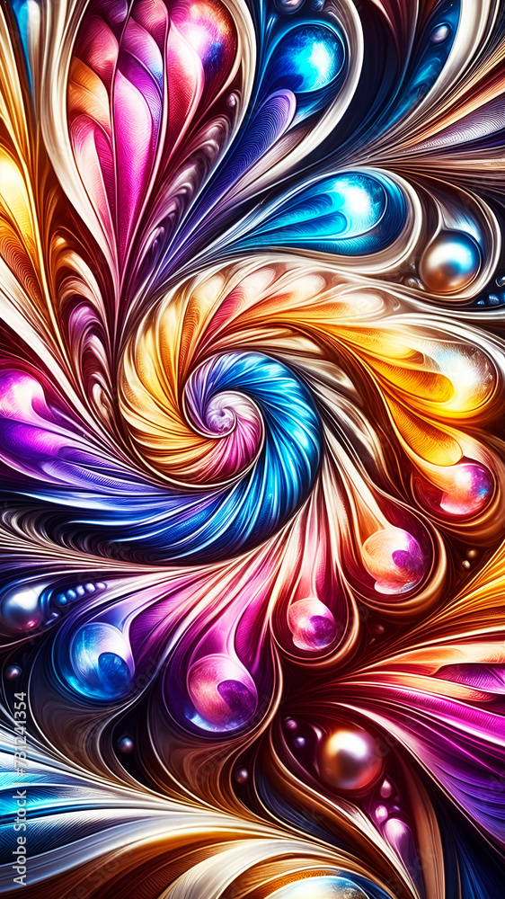 Wall mural abstract texture wallpaper and background with waves and curves in vivid colors. artistic pattern de