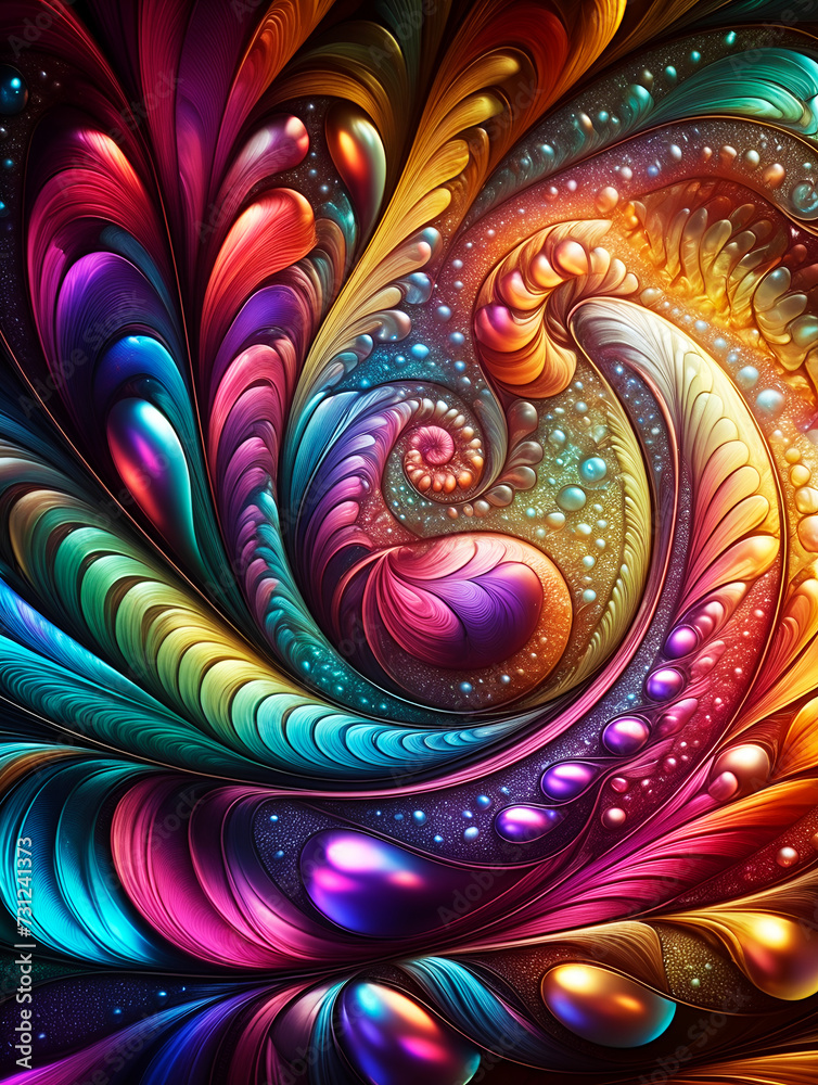 Wall mural abstract texture wallpaper and background with waves and curves in vivid colors. artistic pattern de