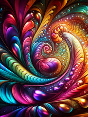 Abstract Texture Wallpaper and Background with Waves and Curves in Vivid Colors. Artistic Pattern Design, Romantic Hue, Elegant Gloss, Vibrant Sheen, smartphone, computer, tablet