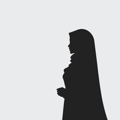 Hijab woman silhouette muslim arabic female illustration - obrazy, fototapety, plakaty