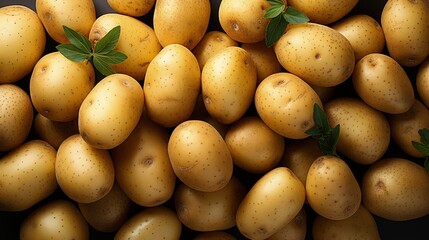 Pile of potatoes. Top view.