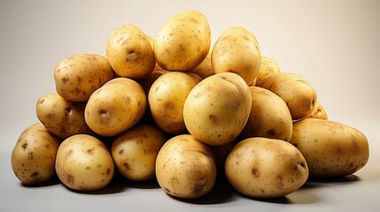 Pile of potatoes on the table.
