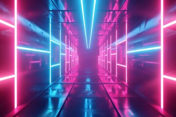 Fototapeta premium Futuristic abstract background with pink and blue neon lights Creating a dynamic and visually stimulating pattern for creative and digital art projects