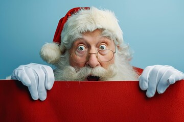 Shocked santa claus on a banner A humorous and unexpected christmas scene A playful and surprising holiday concept