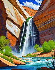 waterfall in southern utah Escalante desert area