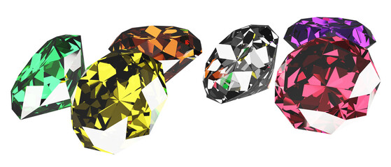 The pile of diamonds Illustration. 3d rendering.	