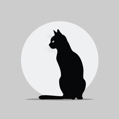 Black cat silhouette vector illustration
