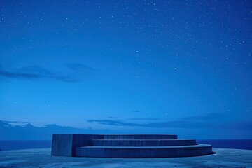 Envision a captivating podium set against the backdrop of a cosmic expanse, evoking the enchanting allure and mystique of the night sky, perfect for artistic or celestial-themed projects