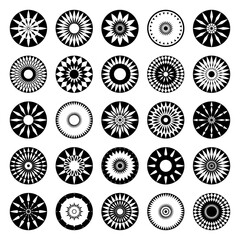 Set of Radial Circle Design Elements. Abstract Decorative Icons.
