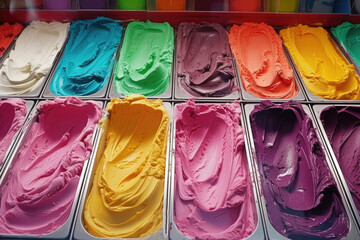 gelato ice cream different flavours in a shop