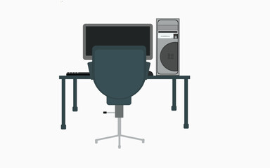 Office Computer With chair and table 