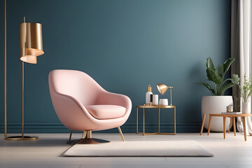 the cosy contemporary luxury interior design of a relaxing lounge or beauty salon chair as a modern home or hairdresser mockup wide banners design.