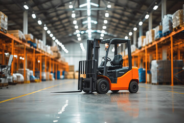 forklift with a orange color and a vehicle shape