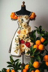 Blooming Citrus: A Whimsical Fusion of Floral Couture