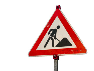 Road construction sign no backgroud transparent background, construction warning sign