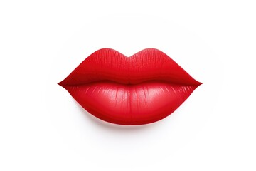 Red lips on white background with copy space