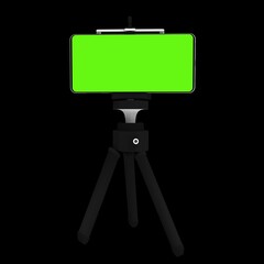 smartphone with green screen on tipod isolated realistic 3d render for app mockup 
