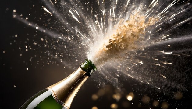 close up of champagne explosion