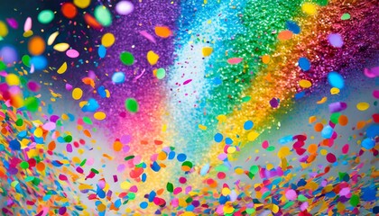 rainbow color confetti falling down create birthday and party decoration concept