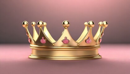 gold crown on pink background with victory or success concept luxury prince crown for decoration 3d rendering