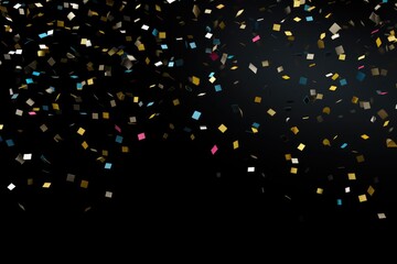 Confetti falling over black background. Copy space, Valentine's day, Mother's day, Women's Day and love concept