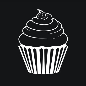 recommend clip art: Cupcake silhouette vector illustration black and white