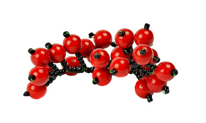 Christmas branch with red berries on transparent, png. Handmade red berries. Festive decor. Crafts. Christmas.