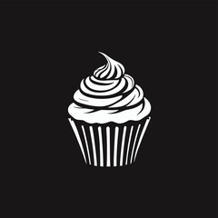 Cupcake silhouette vector illustration black and white