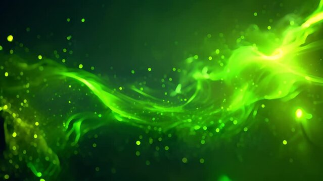 St Patrick's Day 4k background effect.sparkles Green particles appear and forming the shape of clover or shamrock. St. Patrick's day background. Irish tradition concept. Copy space Saint Patrick Day